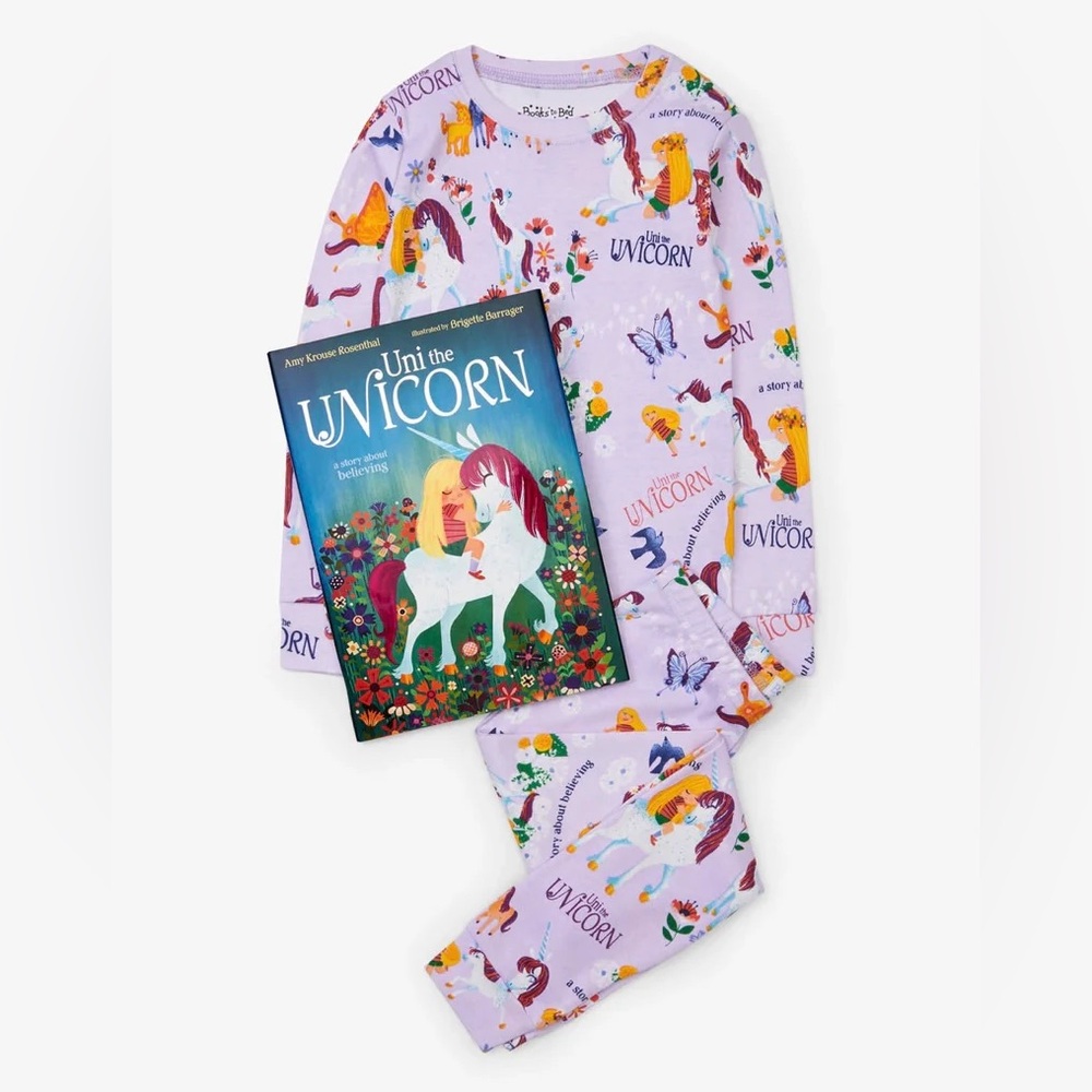 Books to Bed Uni The Unicorn pajamas set long sleeve tee pants toddler girl